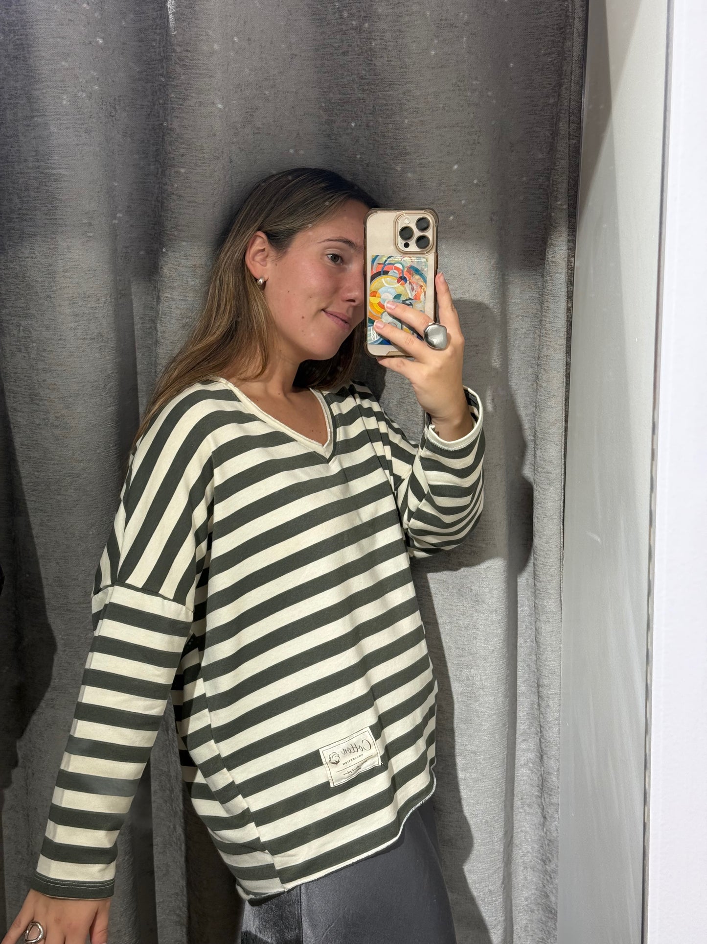 Sudadera rayas pico