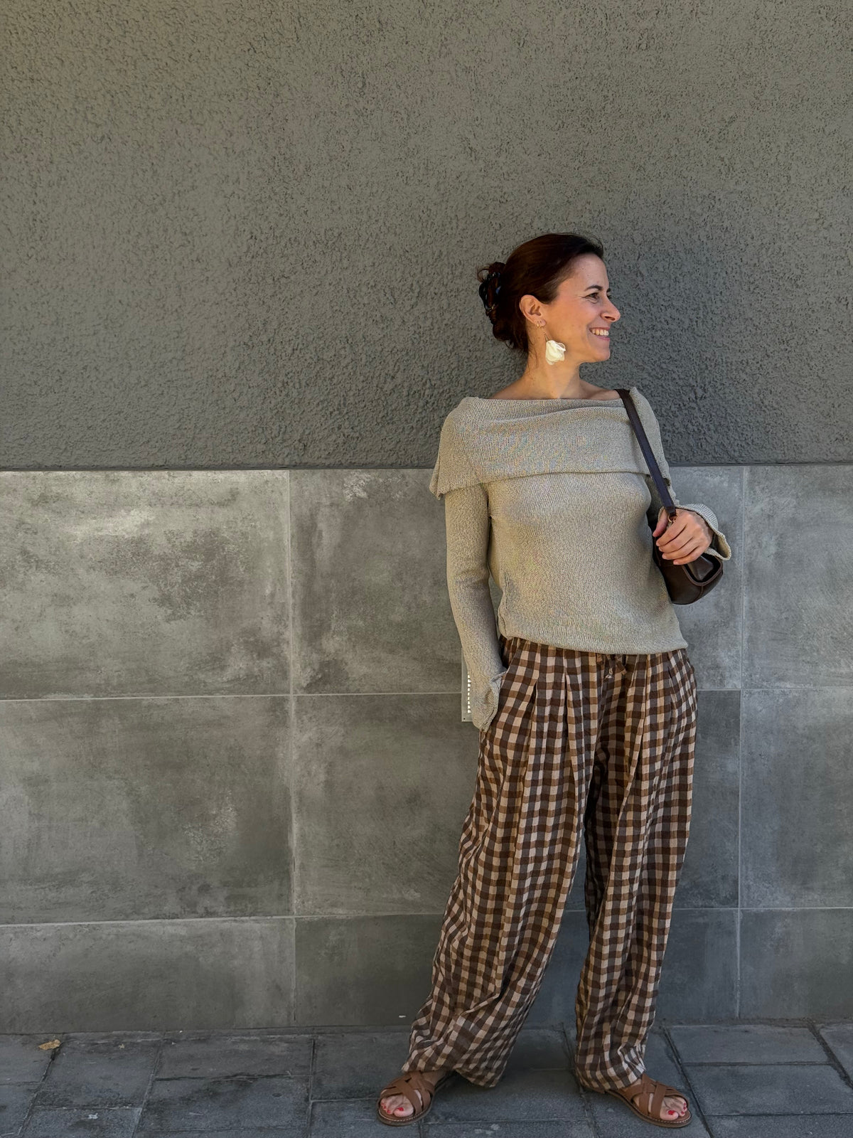 Pantalón cuadros ancho