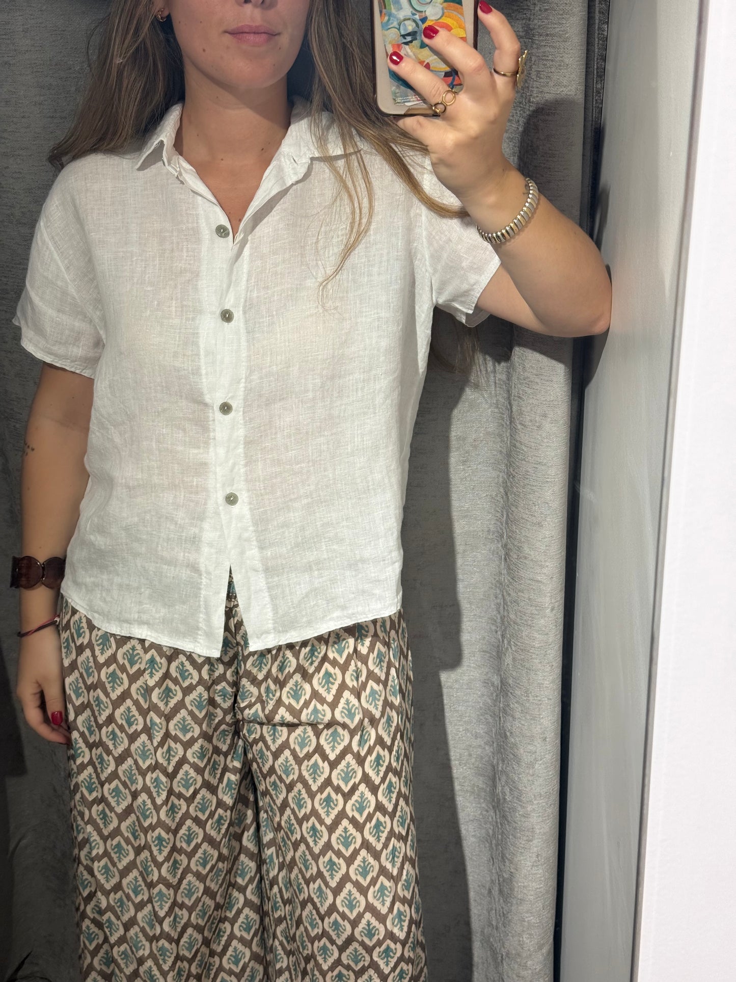 Camisa Lino Manga Corta