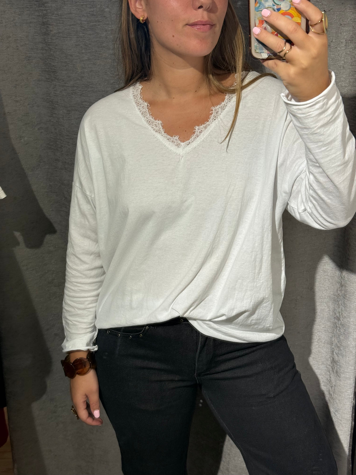 Camiseta básica puntilla