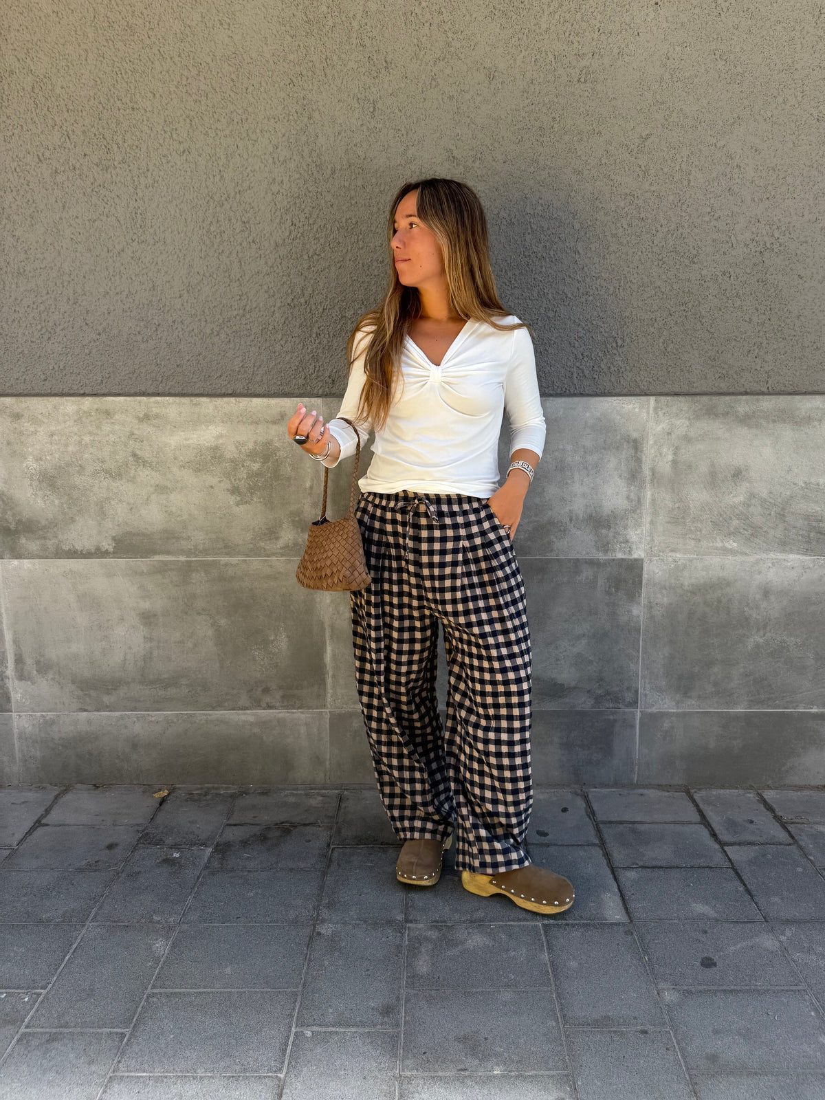 Pantalón cuadros ancho